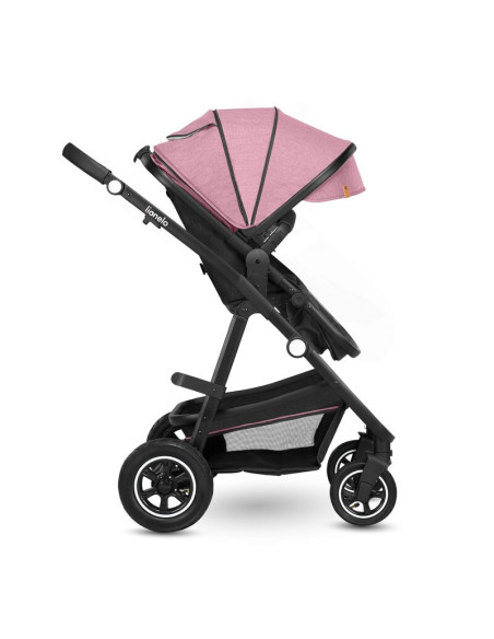 BN-LO-AMBER_2IN1_PINK_ROSE,Lionelo - Carucior Amber, 2 in 1, Cadru aluminiu, Cu landou intarit si salteluta moale, Reversibil, M