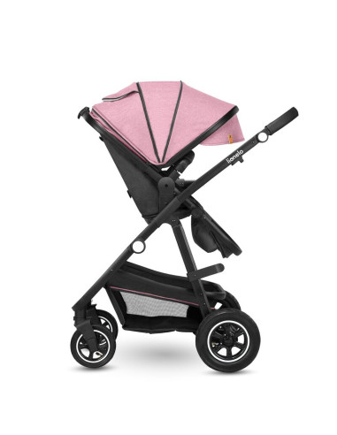 BN-LO-AMBER_2IN1_PINK_ROSE,Lionelo - Carucior Amber, 2 in 1, Cadru aluminiu, Cu landou intarit si salteluta moale, Reversibil, M