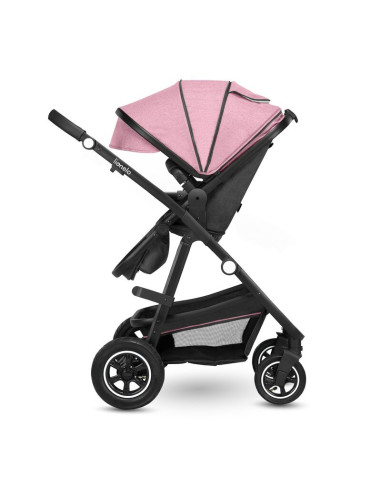 BN-LO-AMBER_2IN1_PINK_ROSE,Lionelo - Carucior Amber, 2 in 1, Cadru aluminiu, Cu landou intarit si salteluta moale, Reversibil, M