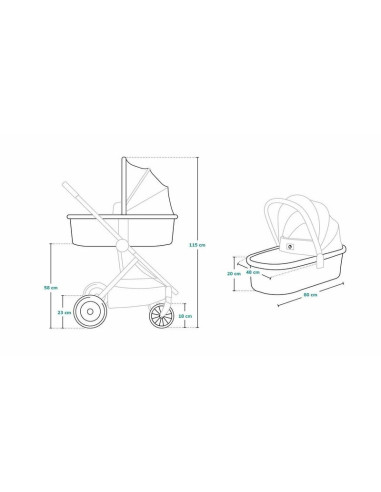 BN-LO-AMBER_2IN1_PINK_ROSE,Lionelo - Carucior Amber, 2 in 1, Cadru aluminiu, Cu landou intarit si salteluta moale, Reversibil, M