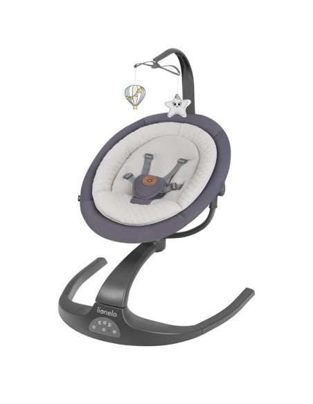 BN-LO-RINA_GREY_CONCRETE,Lionelo - Balansoar si sezlong copii, Rina, 2 in 1, Electric, Cu rotire 360 °, Cu telecomanda si cablu 