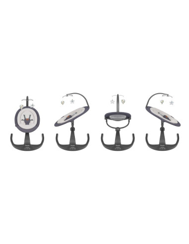 BN-LO-RINA_GREY_CONCRETE,Lionelo - Balansoar si sezlong copii, Rina, 2 in 1, Electric, Cu rotire 360 °, Cu telecomanda si cablu 