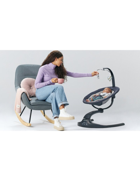 BN-LO-RINA_GREY_CONCRETE,Lionelo - Balansoar si sezlong copii, Rina, 2 in 1, Electric, Cu rotire 360 °, Cu telecomanda si cablu 