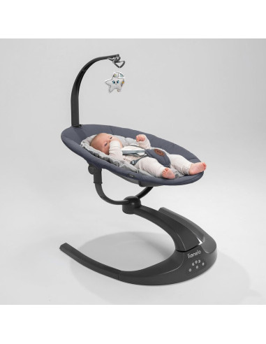 BN-LO-RINA_GREY_CONCRETE,Lionelo - Balansoar si sezlong copii, Rina, 2 in 1, Electric, Cu rotire 360 °, Cu telecomanda si cablu 