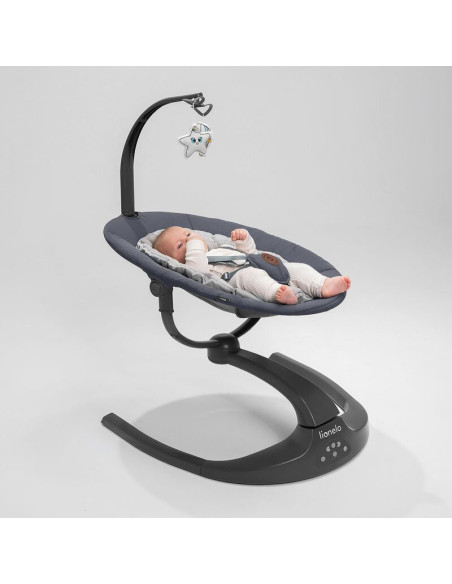 BN-LO-RINA_GREY_CONCRETE,Lionelo - Balansoar si sezlong copii, Rina, 2 in 1, Electric, Cu rotire 360 °, Cu telecomanda si cablu 