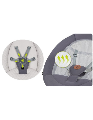BN-LO-RINA_GREY_CONCRETE,Lionelo - Balansoar si sezlong copii, Rina, 2 in 1, Electric, Cu rotire 360 °, Cu telecomanda si cablu 