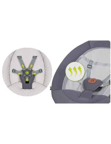 BN-LO-RINA_GREY_CONCRETE,Lionelo - Balansoar si sezlong copii, Rina, 2 in 1, Electric, Cu rotire 360 °, Cu telecomanda si cablu 