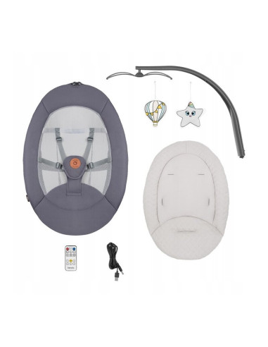 BN-LO-RINA_GREY_CONCRETE,Lionelo - Balansoar si sezlong copii, Rina, 2 in 1, Electric, Cu rotire 360 °, Cu telecomanda si cablu 