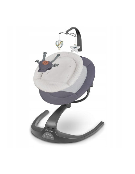 BN-LO-RINA_GREY_CONCRETE,Lionelo - Balansoar si sezlong copii, Rina, 2 in 1, Electric, Cu rotire 360 °, Cu telecomanda si cablu 