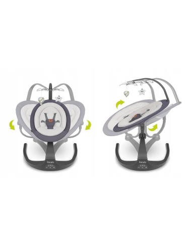 BN-LO-RINA_GREY_CONCRETE,Lionelo - Balansoar si sezlong copii, Rina, 2 in 1, Electric, Cu rotire 360 °, Cu telecomanda si cablu 