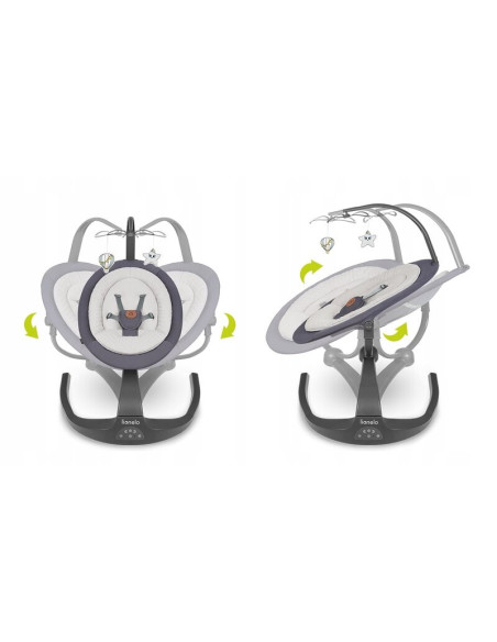 BN-LO-RINA_GREY_CONCRETE,Lionelo - Balansoar si sezlong copii, Rina, 2 in 1, Electric, Cu rotire 360 °, Cu telecomanda si cablu 