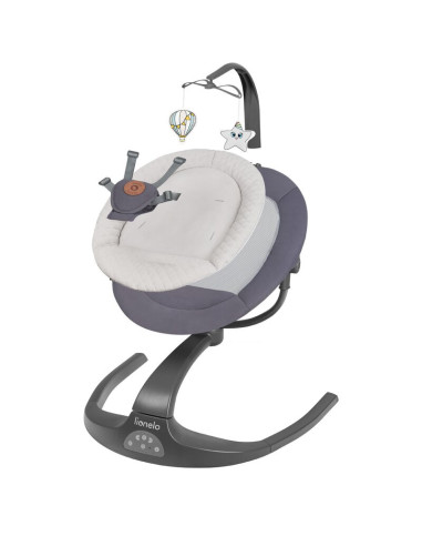 BN-LO-RINA_GREY_CONCRETE,Lionelo - Balansoar si sezlong copii, Rina, 2 in 1, Electric, Cu rotire 360 °, Cu telecomanda si cablu 