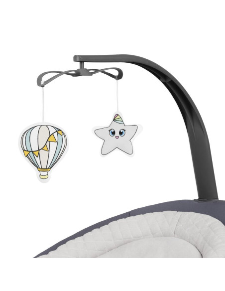 BN-LO-RINA_GREY_CONCRETE,Lionelo - Balansoar si sezlong copii, Rina, 2 in 1, Electric, Cu rotire 360 °, Cu telecomanda si cablu 
