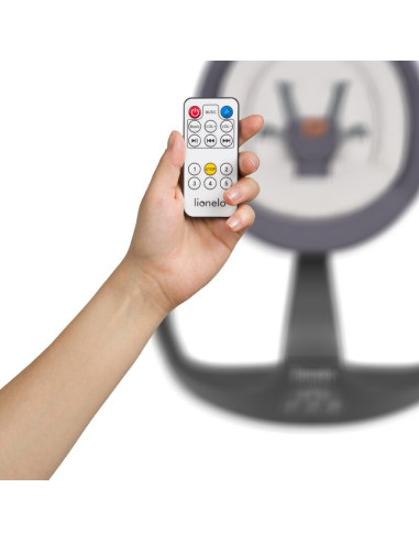 BN-LO-RINA_GREY_CONCRETE,Lionelo - Balansoar si sezlong copii, Rina, 2 in 1, Electric, Cu rotire 360 °, Cu telecomanda si cablu 