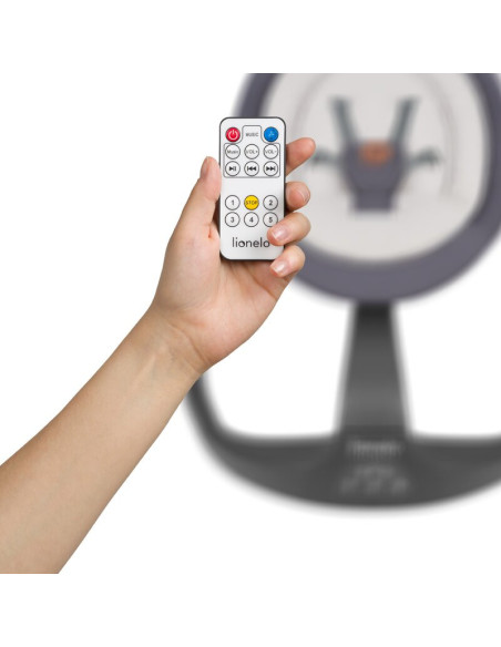BN-LO-RINA_GREY_CONCRETE,Lionelo - Balansoar si sezlong copii, Rina, 2 in 1, Electric, Cu rotire 360 °, Cu telecomanda si cablu 