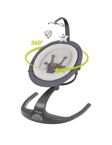 BN-LO-RINA_GREY_CONCRETE,Lionelo - Balansoar si sezlong copii, Rina, 2 in 1, Electric, Cu rotire 360 °, Cu telecomanda si cablu 