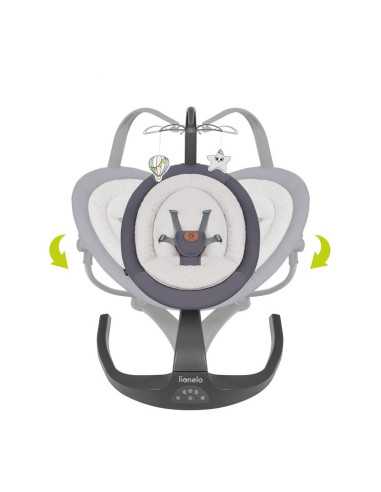 BN-LO-RINA_GREY_CONCRETE,Lionelo - Balansoar si sezlong copii, Rina, 2 in 1, Electric, Cu rotire 360 °, Cu telecomanda si cablu 