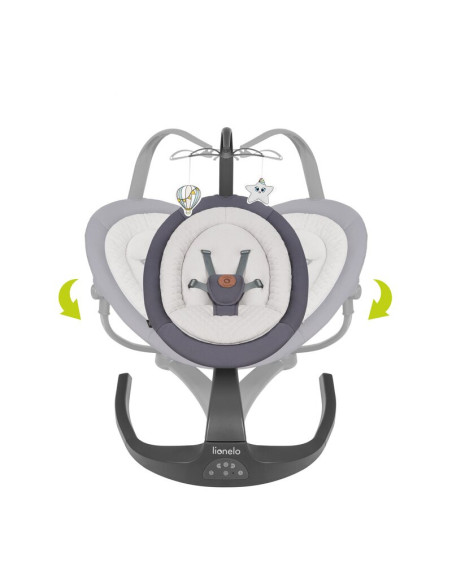 BN-LO-RINA_GREY_CONCRETE,Lionelo - Balansoar si sezlong copii, Rina, 2 in 1, Electric, Cu rotire 360 °, Cu telecomanda si cablu 