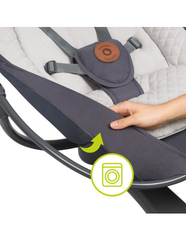 BN-LO-RINA_GREY_CONCRETE,Lionelo - Balansoar si sezlong copii, Rina, 2 in 1, Electric, Cu rotire 360 °, Cu telecomanda si cablu 