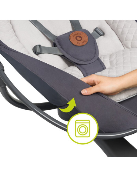BN-LO-RINA_GREY_CONCRETE,Lionelo - Balansoar si sezlong copii, Rina, 2 in 1, Electric, Cu rotire 360 °, Cu telecomanda si cablu 