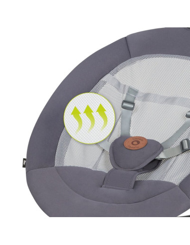BN-LO-RINA_GREY_CONCRETE,Lionelo - Balansoar si sezlong copii, Rina, 2 in 1, Electric, Cu rotire 360 °, Cu telecomanda si cablu 