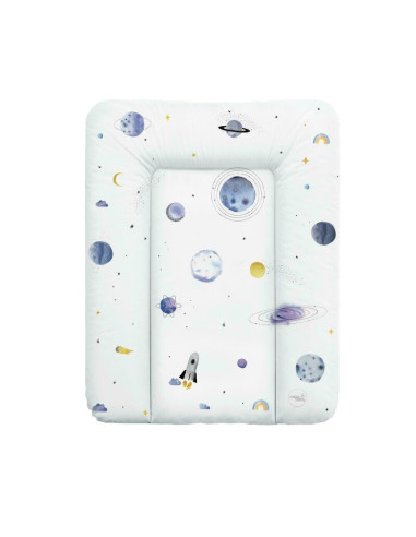 BN-W-143-123-651,Ceba Baby - Saltea de infasat moale World Universe, Fara ftalati, 70 x 50 cm, Alb/Albastru