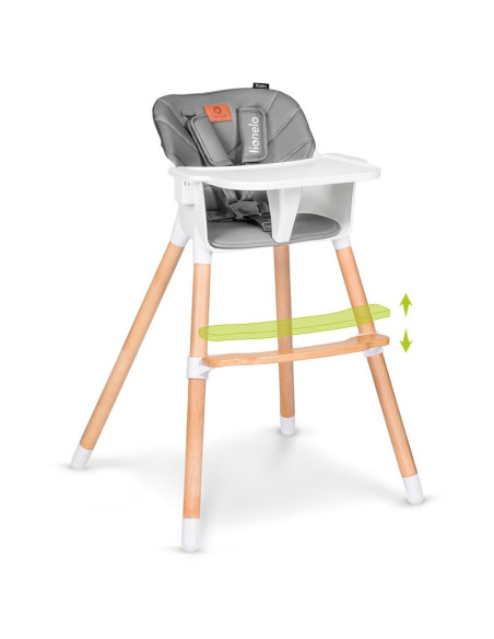 BN-LO-KOEN_GREY_STONE,Lionelo - Scaun de masa din fag Koen, 2 in 1, Transformabil, Sustine 30 kg, 6 luni+, Conform cu standardul