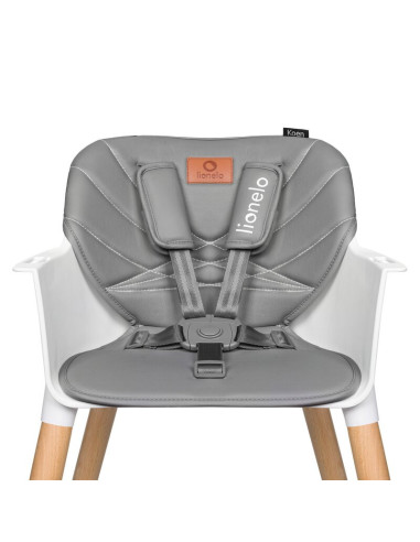 BN-LO-KOEN_GREY_STONE,Lionelo - Scaun de masa din fag Koen, 2 in 1, Transformabil, Sustine 30 kg, 6 luni+, Conform cu standardul