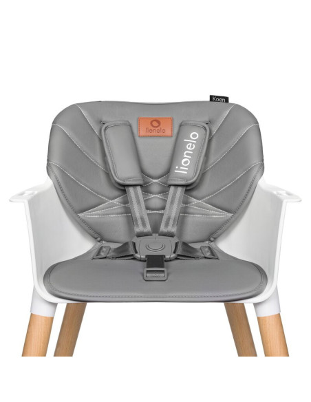 BN-LO-KOEN_GREY_STONE,Lionelo - Scaun de masa din fag Koen, 2 in 1, Transformabil, Sustine 30 kg, 6 luni+, Conform cu standardul