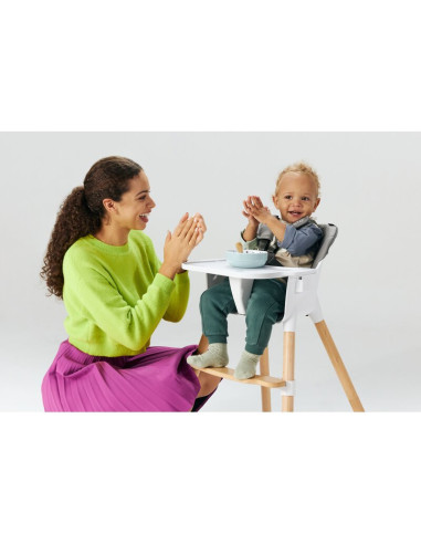 BN-LO-KOEN_GREY_STONE,Lionelo - Scaun de masa din fag Koen, 2 in 1, Transformabil, Sustine 30 kg, 6 luni+, Conform cu standardul