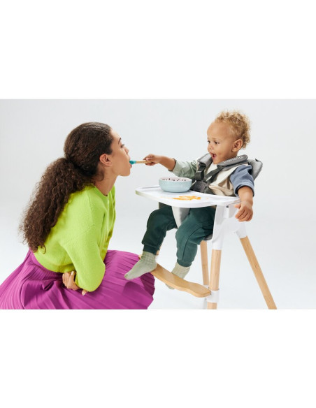 BN-LO-KOEN_GREY_STONE,Lionelo - Scaun de masa din fag Koen, 2 in 1, Transformabil, Sustine 30 kg, 6 luni+, Conform cu standardul