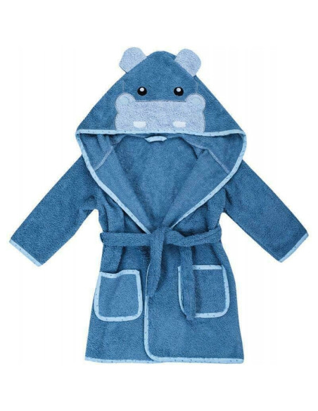 BN-36608,Halat de baie cu urechi Hippo, Cu buzunare, Cu cordon, Bubaba, 2 - 4 ani, Marime 98/104, Blue