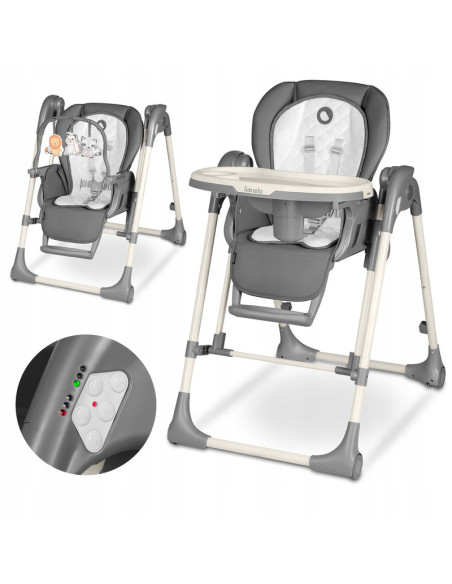 BN-LO-LAURICE_ GREY_STONE,Lionelo - Scaun de masa si balansoar, 2 in 1, Laurice, Transformabil, Multifunctional, Inaltime si spa