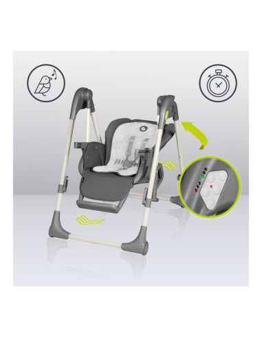 BN-LO-LAURICE_ GREY_STONE,Lionelo - Scaun de masa si balansoar, 2 in 1, Laurice, Transformabil, Multifunctional, Inaltime si spa