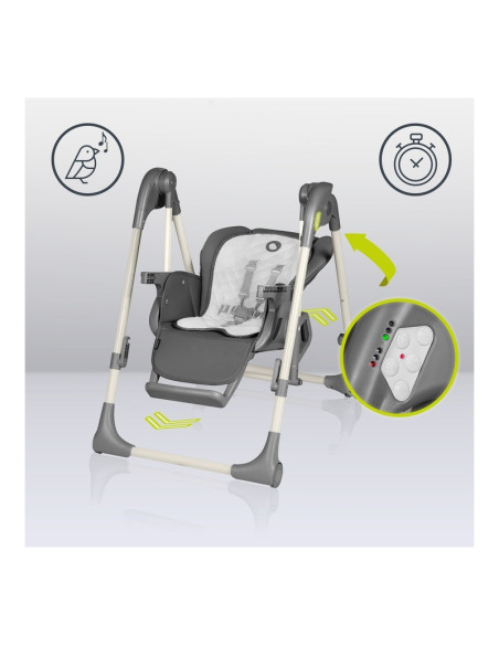 BN-LO-LAURICE_ GREY_STONE,Lionelo - Scaun de masa si balansoar, 2 in 1, Laurice, Transformabil, Multifunctional, Inaltime si spa