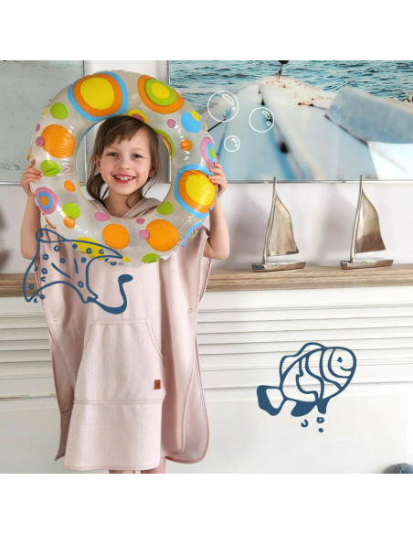 BN-6426972019552,Qmini - Poncho baie, Cu gluga, buzunar si urechi, Materiale certificate Oeko Tex Standard 100, 1 - 4 ani, Heath