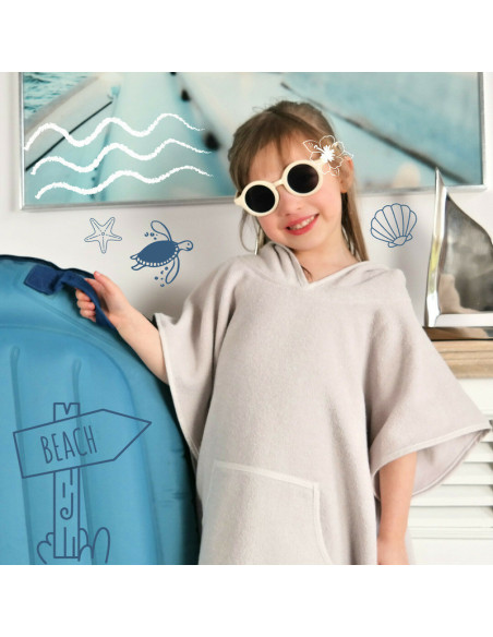 BN-6426972019552,Qmini - Poncho baie, Cu gluga, buzunar si urechi, Materiale certificate Oeko Tex Standard 100, 1 - 4 ani, Heath