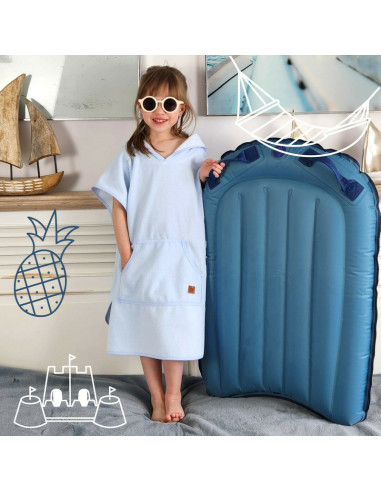 BN-6426972019613,Qmini - Poncho baie, Cu gluga, buzunar si urechi, Materiale certificate Oeko Tex Standard 100, 4 - 7 ani, Heath
