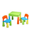 BN-39261,Set masuta si doua scaune pentru copii, Multicolor, Cu parte detasabila si reversibila, Partea reversibila pentru Lego 