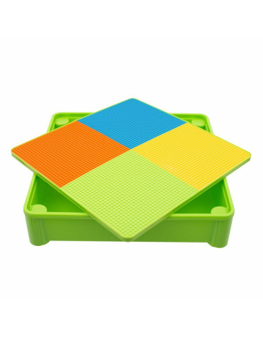 BN-39261,Set masuta si doua scaune pentru copii, Multicolor, Cu parte detasabila si reversibila, Partea reversibila pentru Lego 
