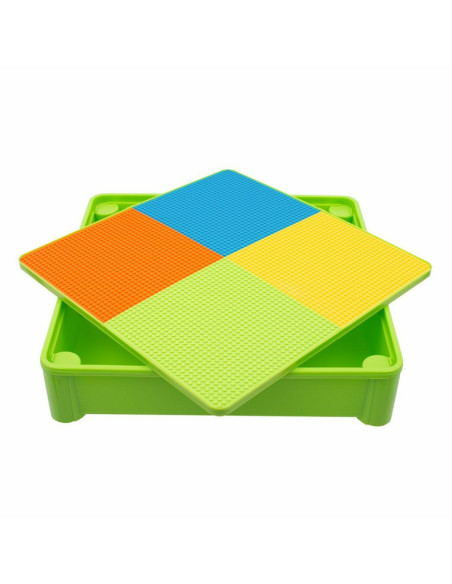 BN-39261,Set masuta si doua scaune pentru copii, Multicolor, Cu parte detasabila si reversibila, Partea reversibila pentru Lego 