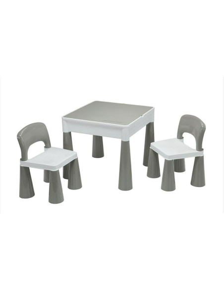 BN-49111,Set masuta si doua scaune pentru copii, Grey and White, Cu parte detasabila si reversibila, Partea reversibila pentru L