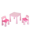 BN-39259,Set masuta si doua scaune pentru copii, Pink, Cu parte detasabila si reversibila, Partea reversibila pentru Lego Duplo,