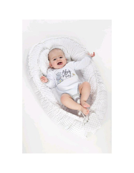 BN-46830,Set 3 piese Luxury, Baby Nest cu doua fete, Cu paturica si pernuta in forma de inima, New Baby, Minky Cranberries