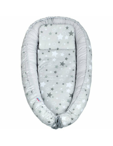 BN-33099,Set 3 piese, Baby Nest, Cu paturica si pernuta, New Baby, White/Grey stars