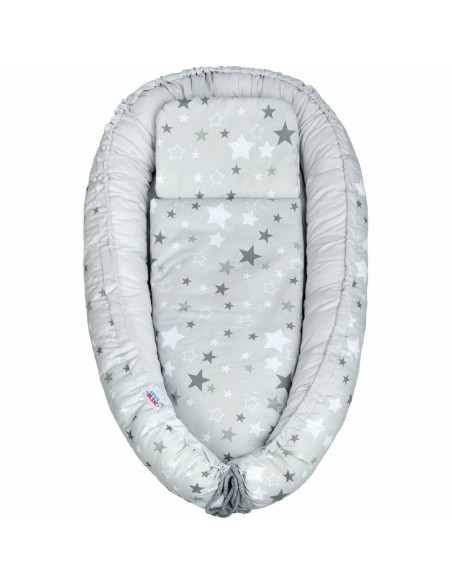 BN-33099,Set 3 piese, Baby Nest, Cu paturica si pernuta, New Baby, White/Grey stars