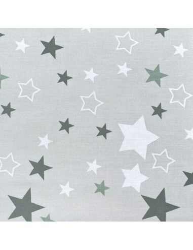 BN-33099,Set 3 piese, Baby Nest, Cu paturica si pernuta, New Baby, White/Grey stars