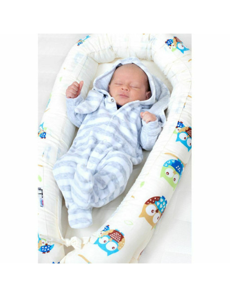 BN-33099,Set 3 piese, Baby Nest, Cu paturica si pernuta, New Baby, White/Grey stars