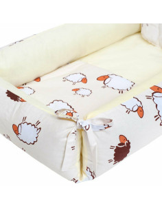 BN-37528,Set 3 piese, Baby Nest multifunctional, Cu paturica si pernuta cu urechi, New Baby, Sheep Beige 2