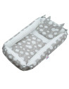 BN-42794,Set 3 piese, Baby Nest multifunctional, Cu paturica si pernuta cu urechi, New Baby, Cloud Grey